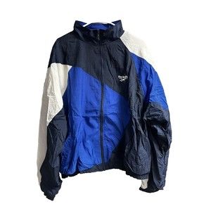 Vintage Blue White Reebok  Windbreaker Track Jacket Color Block  Size XL